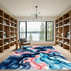 Abstract Navy Coral Swirls Rug