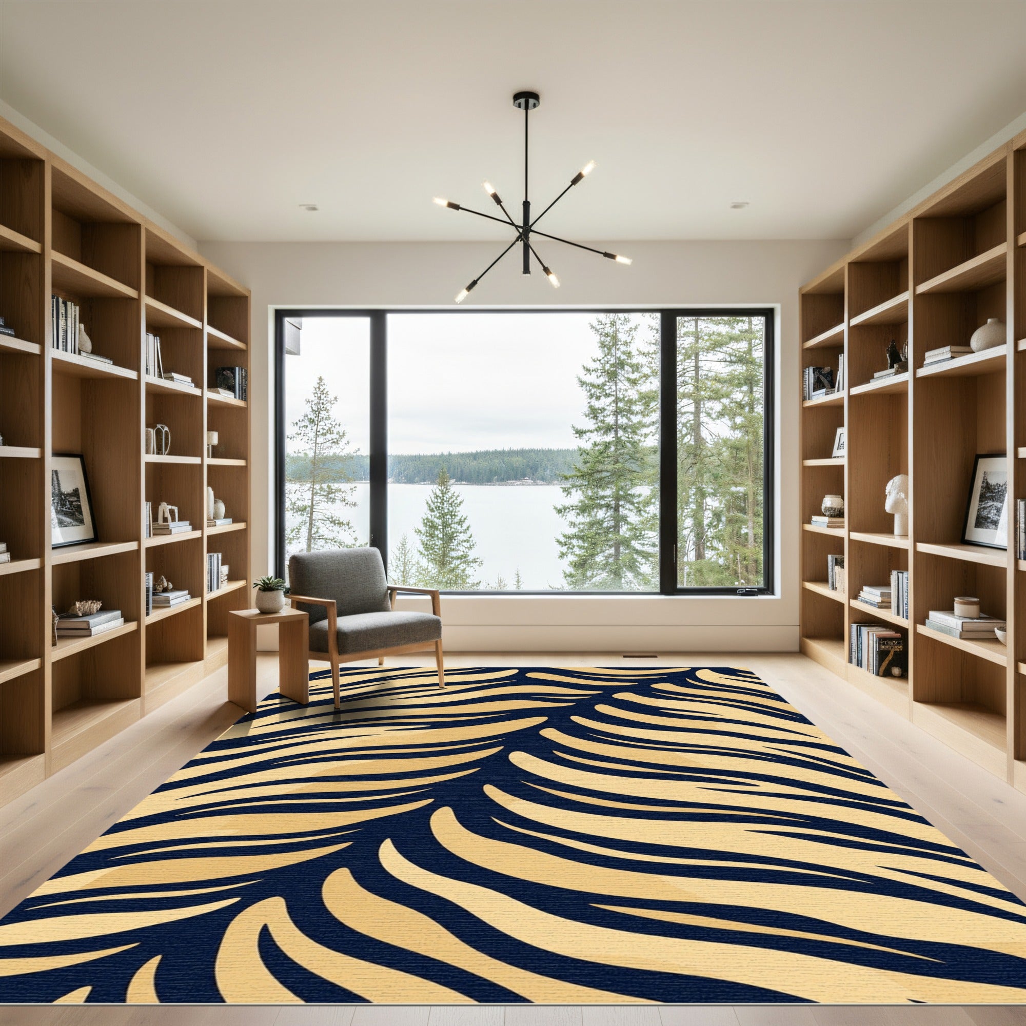 Bold Amber Tiger Stripe Waves Rug