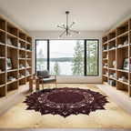 Ornate Deep Crimson Floral Mandala Rug
