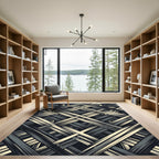 Textured Intersecting Tan Slate Lines Rug