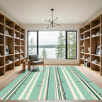 Aqua Teal Mint Cream Stripe Rug