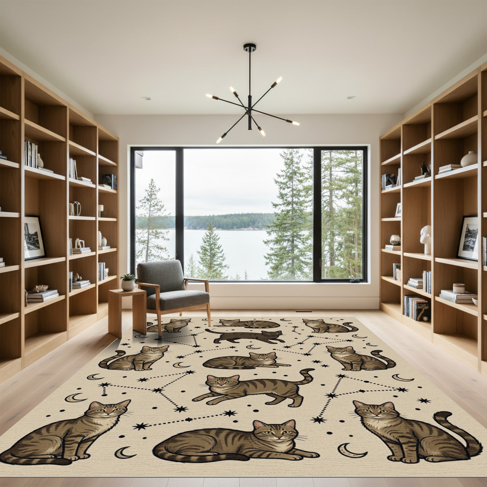 Celestial Tabby Cat Constellation Neutral Rug
