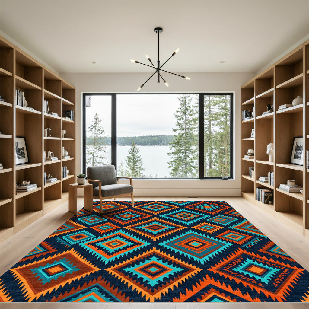Navajo Diamond Geometric Sunset Rug