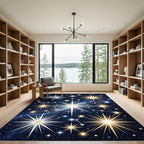 Celestial Gold and White Starry Night Rug