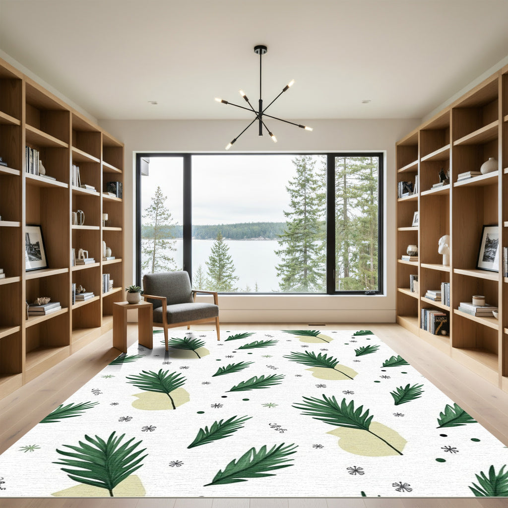 Green Palm Frond Abstract Background Rug