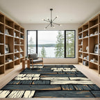 Distressed Wood Panel Shiplap Pattern Rug