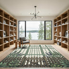 Green Lattice Garden Foliage View Rug