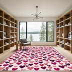 Crimson Pink Hearts Flock Composition Rug