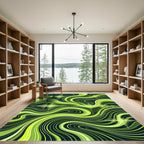 Vibrant Lime Green Sound Wave Rug