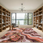 Abstract Terracotta Fluid Agate Gold Overlay Rug