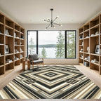 Stepped Diamond Geometric Stripe Rug