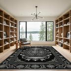 Ornate Silver Crest Laurel Wreath Rug