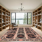 Blush Peach Ornate Arched Floral Tapestry Rug