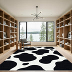 Bold Black White Holstein Spots Rug