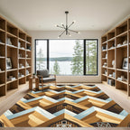 Geometric Mountain Barn Landscape Tiles Rug