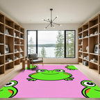 Pink Froggy Friends Repeating Illustration Rug