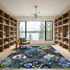 Blue Violet Lily Forget Me Not bouquets Rug