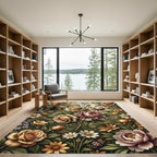 Vintage Romantic Rose Peony Bouquet Rug