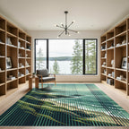 Coastal Cliffs Green Vertical Line Rug