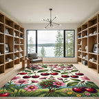 Cheerful Cherry Orchard Botanical Blossoms Rug