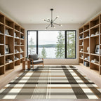 Modern Neutral Plaid Grid Check Rug