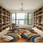 Mid Century Modern Geometric Orange Starburst Rug