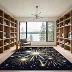 Radiant Golden Fireworks Night Sky Rug