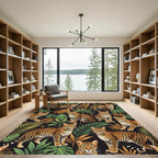 Leopard Jungle Lush Tropical Leaf Rug