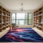 Abstract Sunset Ocean Wave Coastal Landscape Rug