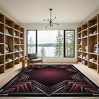 Crimson Art Deco Geometric Frame Rug