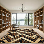 Antique Brown Bookshelf Zigzag Geometric Rug