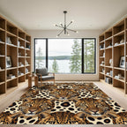 Leopard Heads Beige Spot Composition Rug