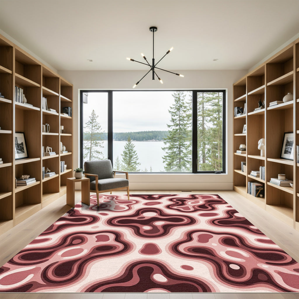 Crimson Layered Organic Contour Rug