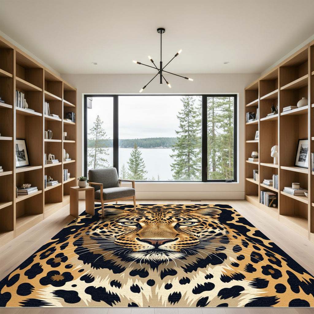 Golden Leopard Spots Abstract Rug