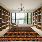 Bold Black and Orange Tribal Geometry Rug