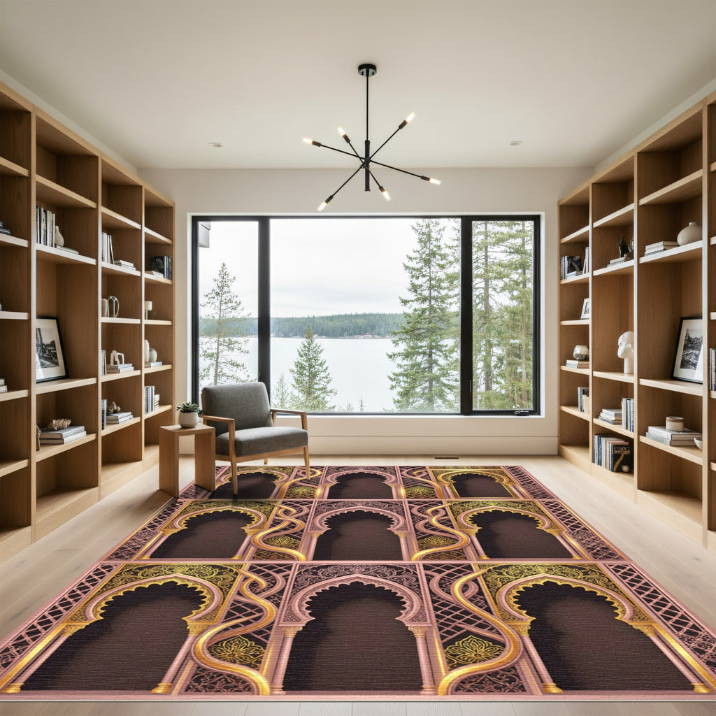 Gold Filigree Arch Lattice Wallscape Rug