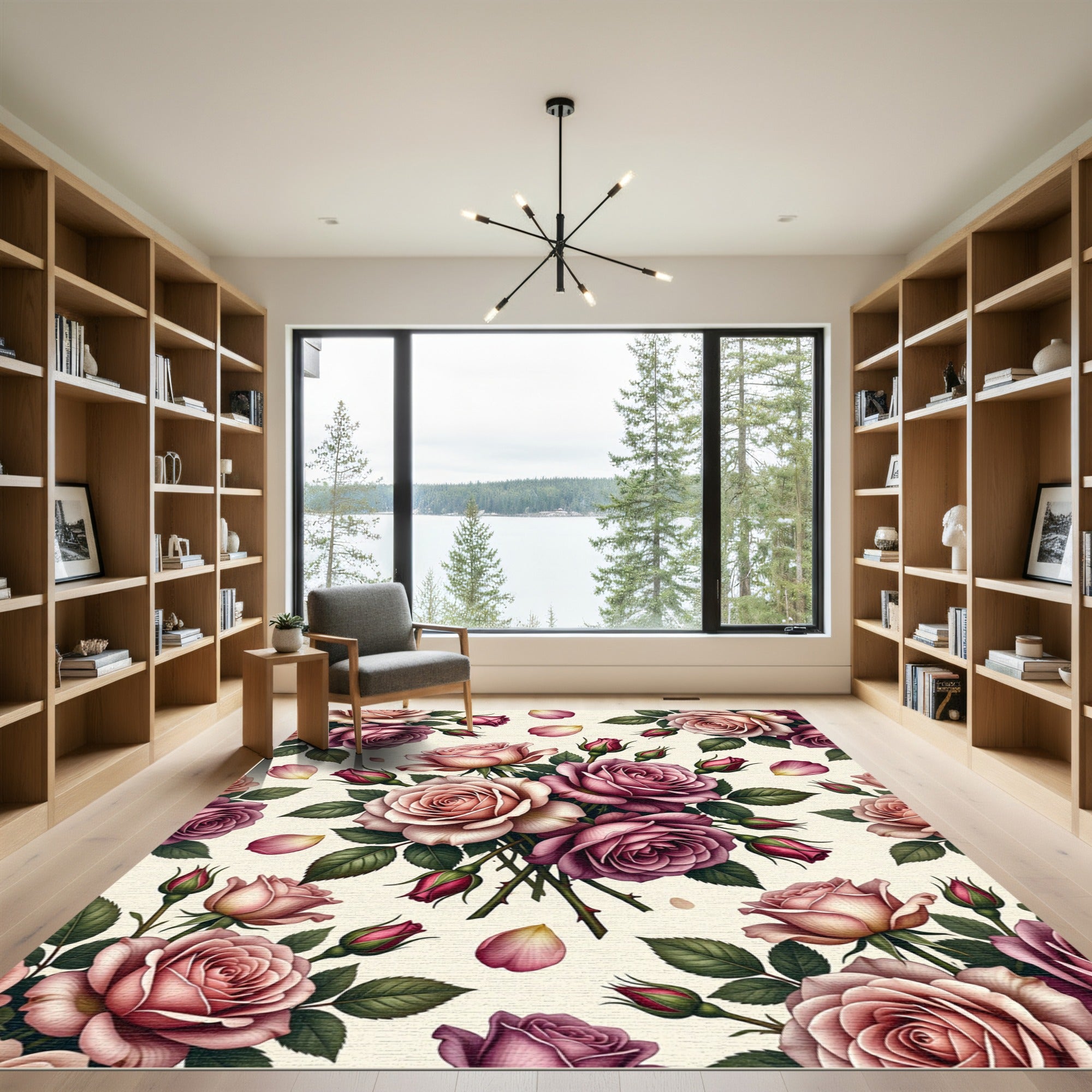 Elegant Blush Rose Bouquet Arrangement Rug