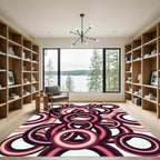 Retro Magenta Concentric Circles Rug