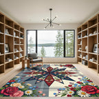 Americana Floral Star Plaid Rug