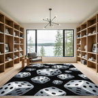Silver Floating Dice Geometric Monochrome Rug