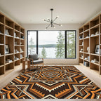 Bold Earthy Geometric Aztec Medallion Rug