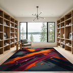 Bold Crimson Orange Abstract Strokes Rug