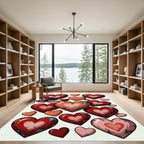 Distressed Crimson Heart Collage Rug