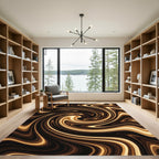 Golden Brown Abstract Liquid Swirl Rug