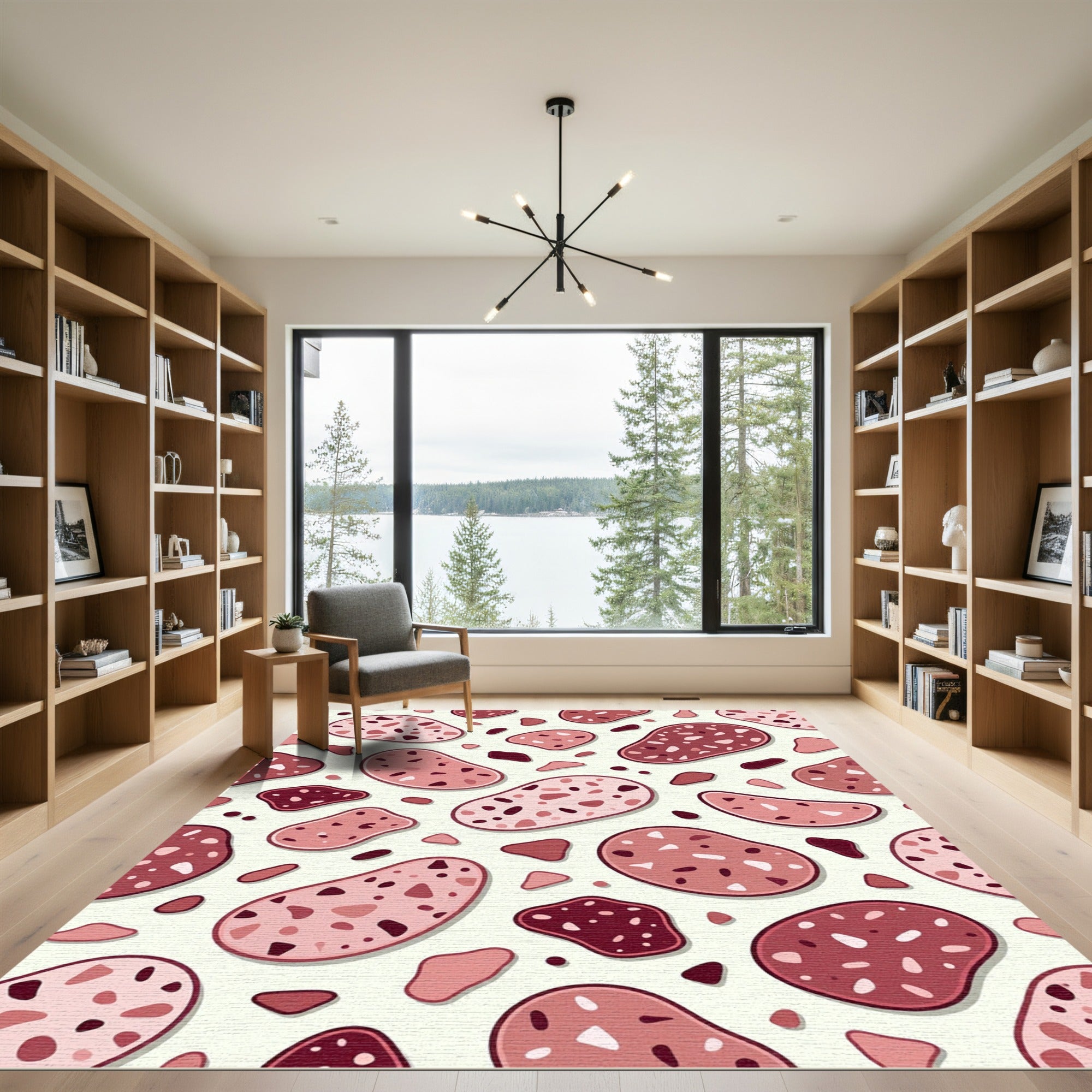 Blush Pink Terrazzo Abstract Speckled Art Rug