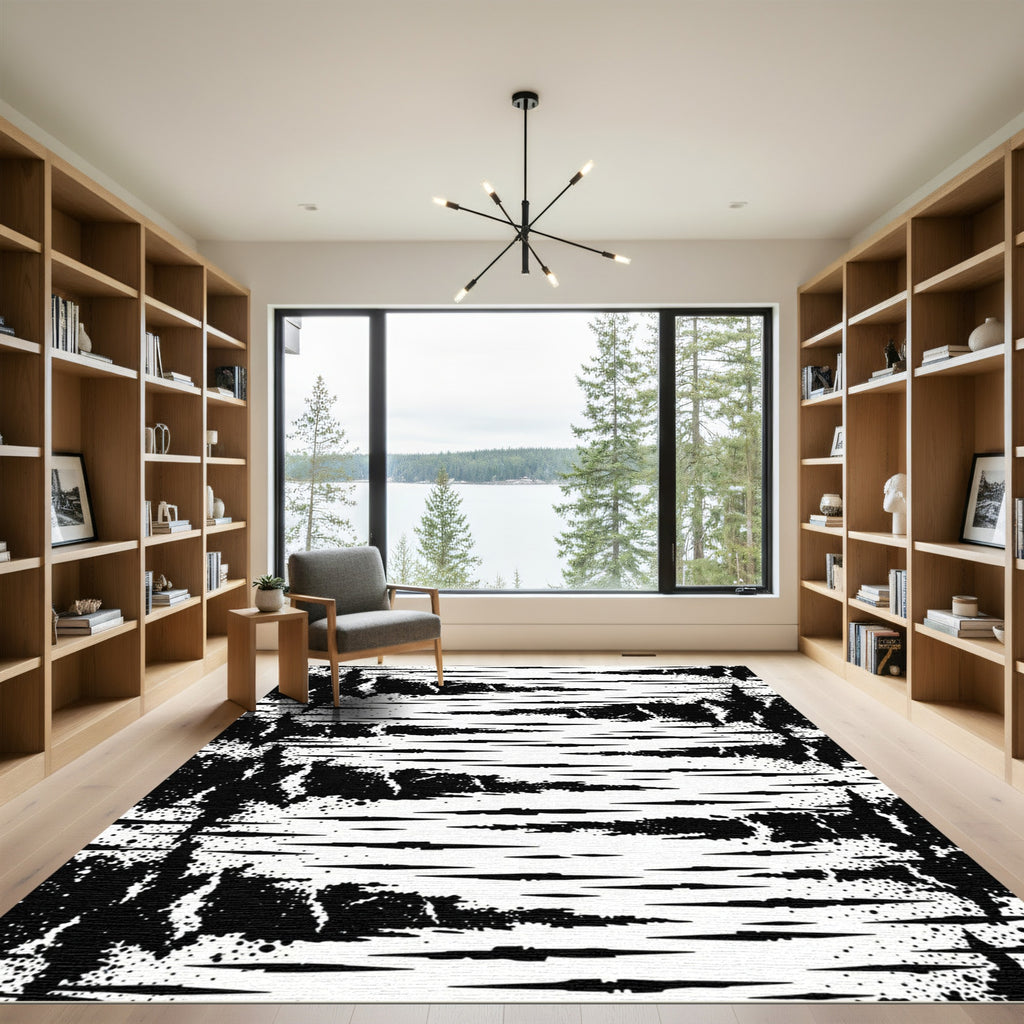 Monochromatic Abstract Birch Bark Texture Rug