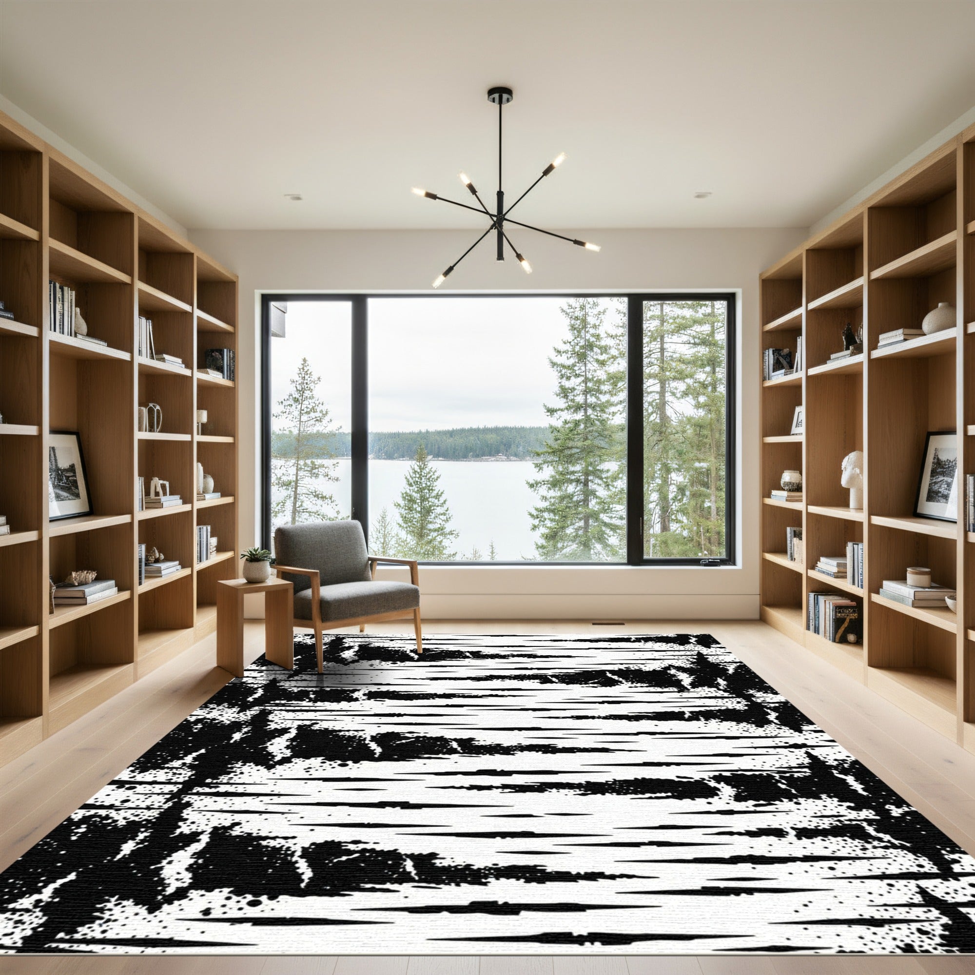 Monochromatic Abstract Birch Bark Texture Rug