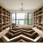 Modern Bronze Chevron Geometric Illusion Rug