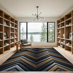 Modern Metallic Chevron Angle Rug