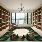 Enchanted Pine Forest Clearing Border Rug